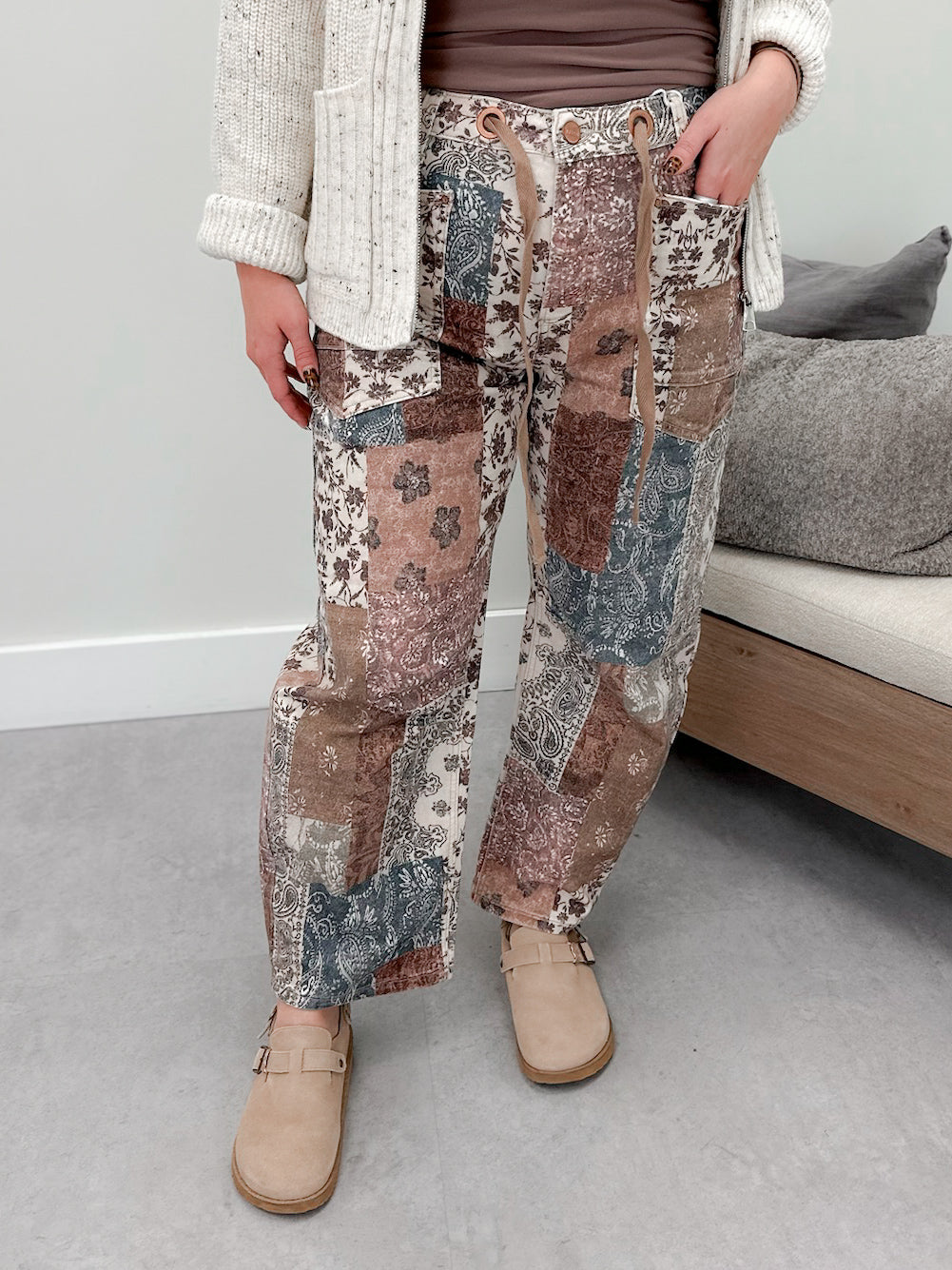Paisley Barrel Pant in Earth Block by Risen