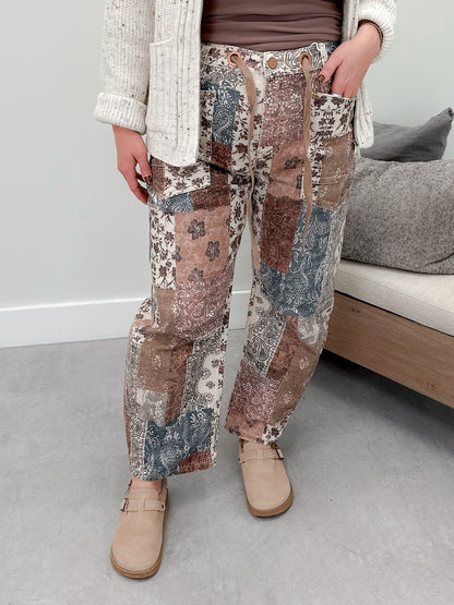 Paisley Barrel Pant in Earth Block by Risen