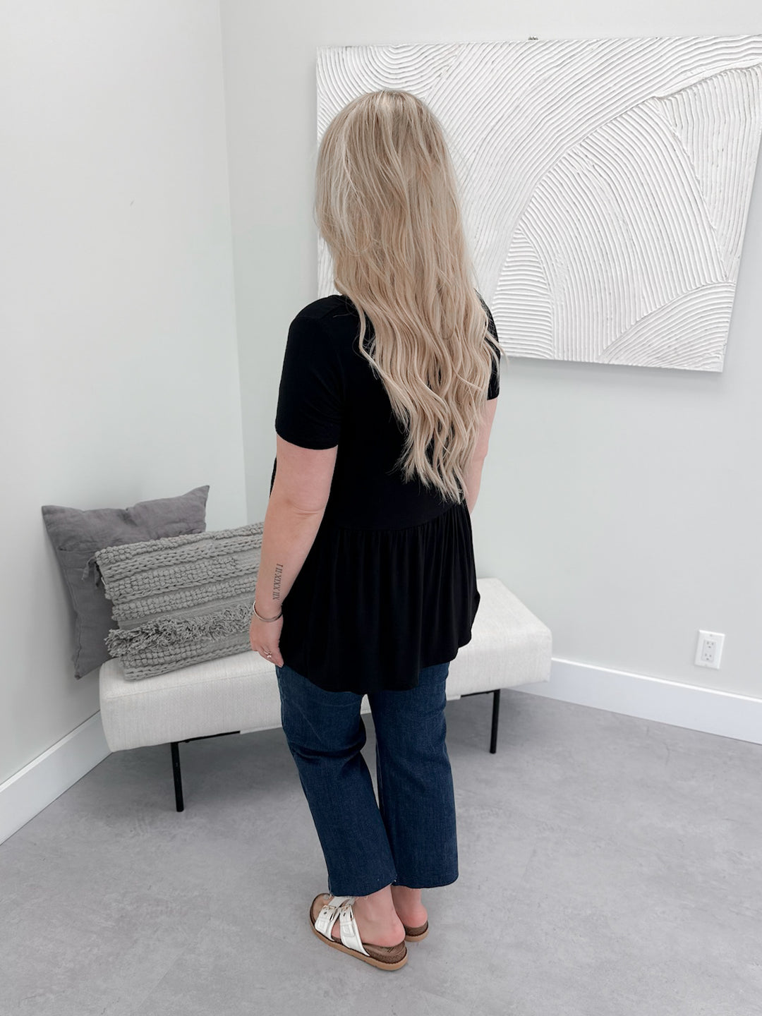 Jetty Peplum Tee in Black