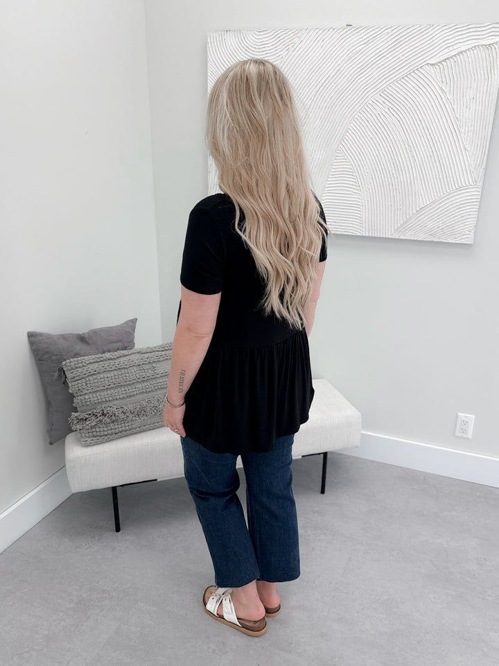 Jetty Peplum Tee in Black