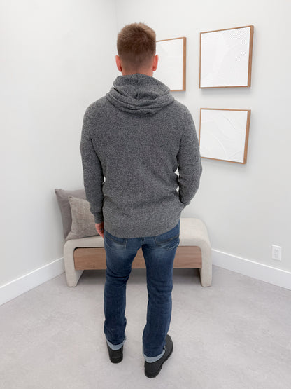 Collen Mens Knit Hoodie in Charcoal