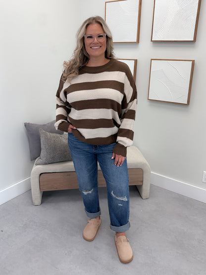 Kira Striped Sweater in Brown