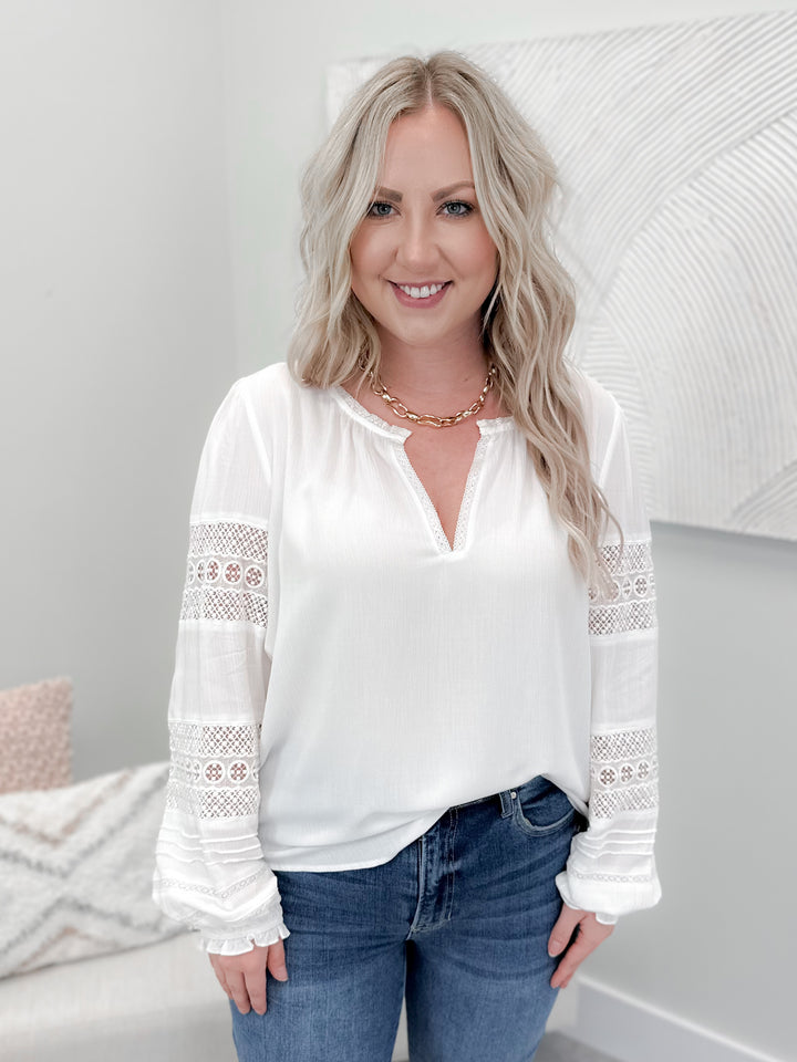 Maria Lace Long Sleeve in Coconut
