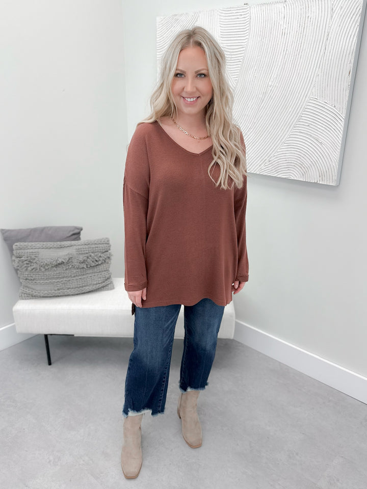 Britt Brushed Long Sleeve in Rootbeer by C'est Moi