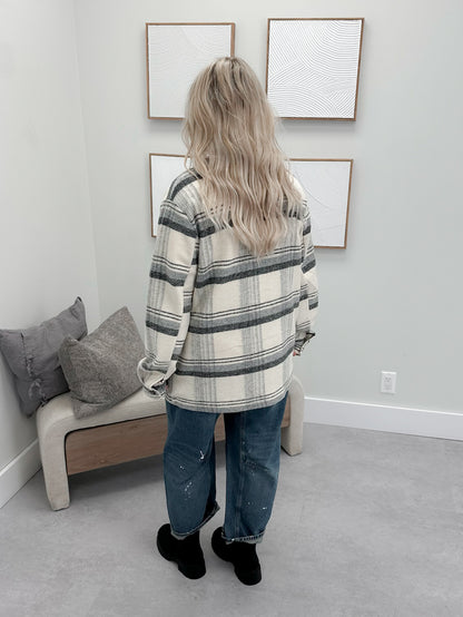 Brixton Shacket in Cream Plaid