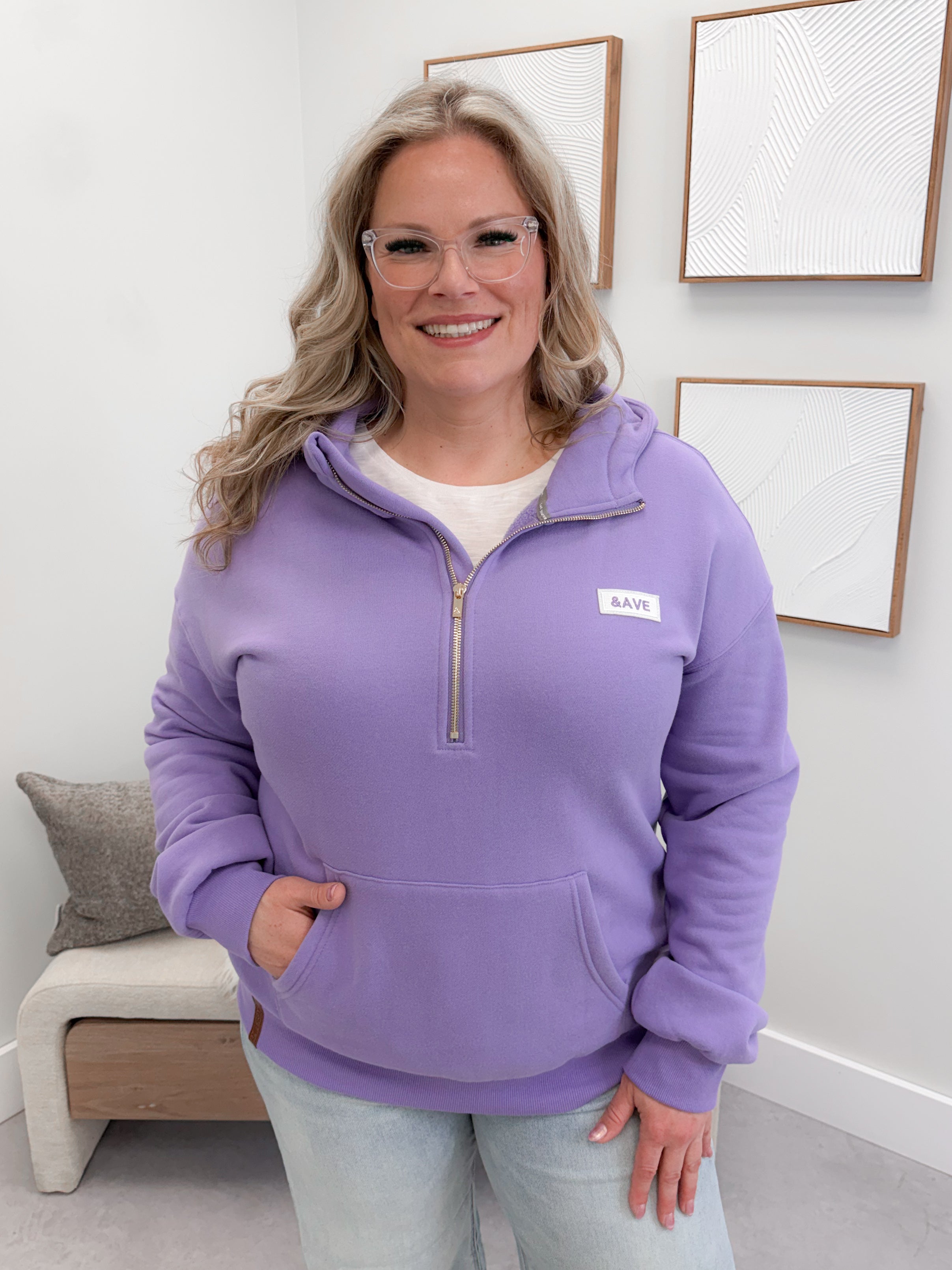 Comfort Zone Halfzip in Lavender by Ampersand Avenue
