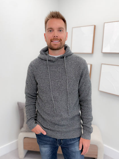 Collen Mens Knit Hoodie in Charcoal