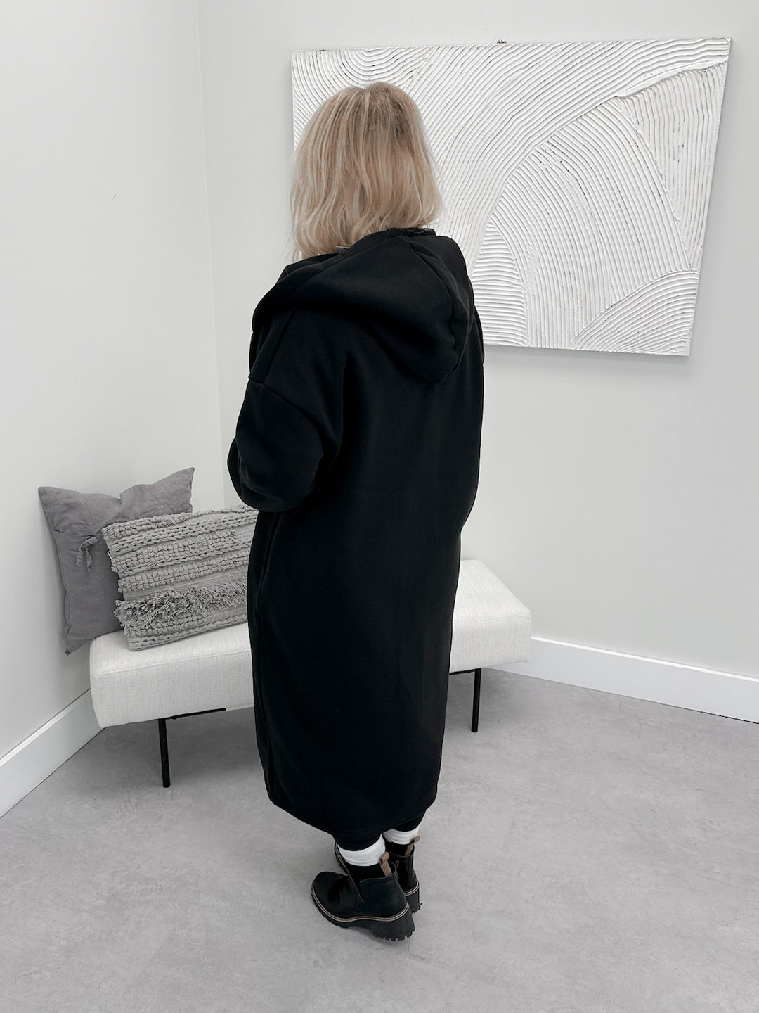 Haylie Hooded Maxi Cardigan in Black
