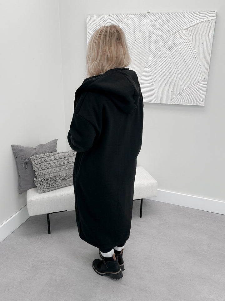 Haylie Hooded Maxi Cardigan in Black
