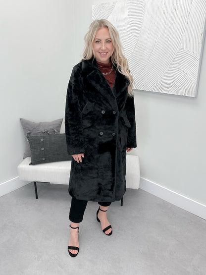 Fearless Faux Fur Coat in Black - XS