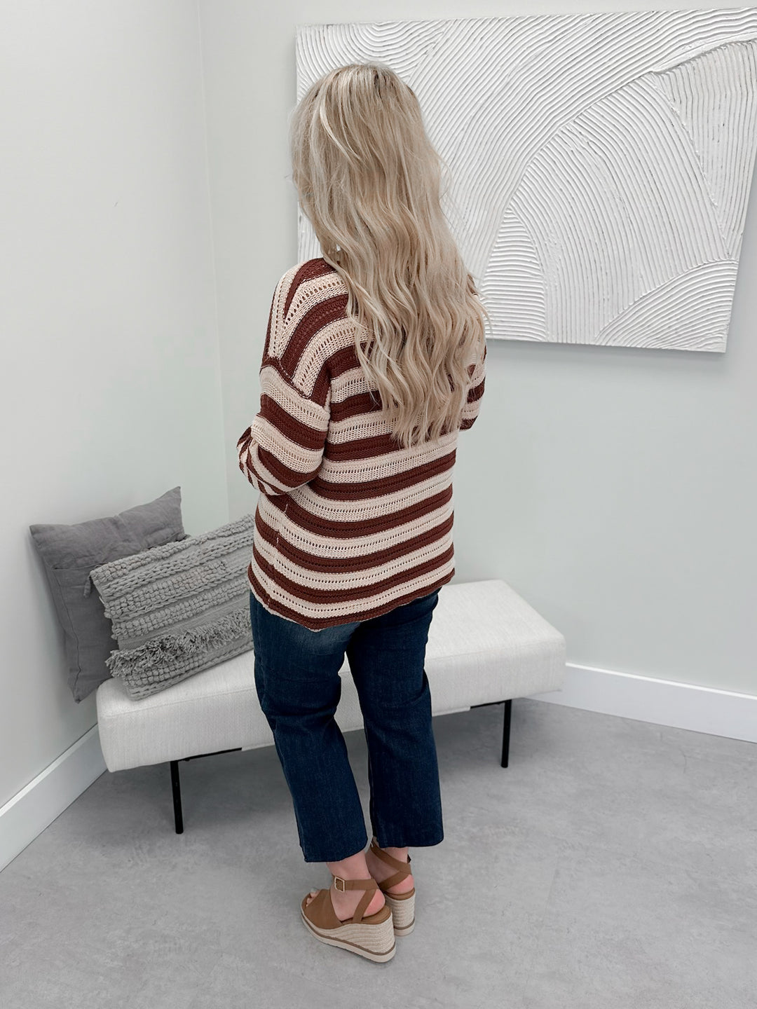 Hudson Striped Sweater in Wine