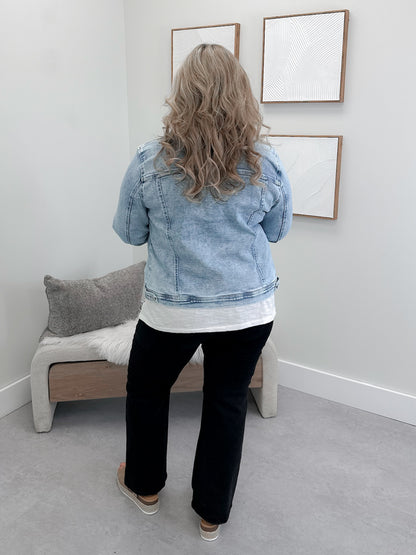 Blind Date Acid Wash Denim Jacket by Risen