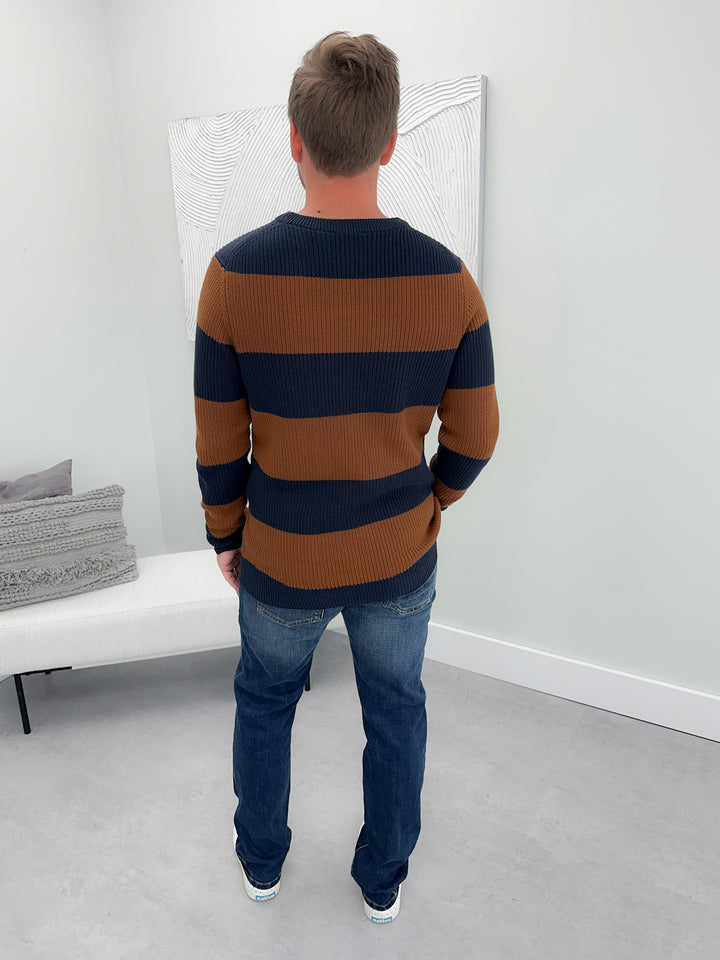 Mens Declan Sweater in Navy Stripe