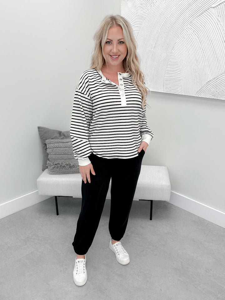 Nadine Striped Long Sleeve in Black