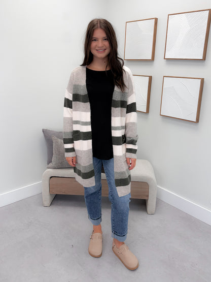 Westward Cardigan in Olive Stripe