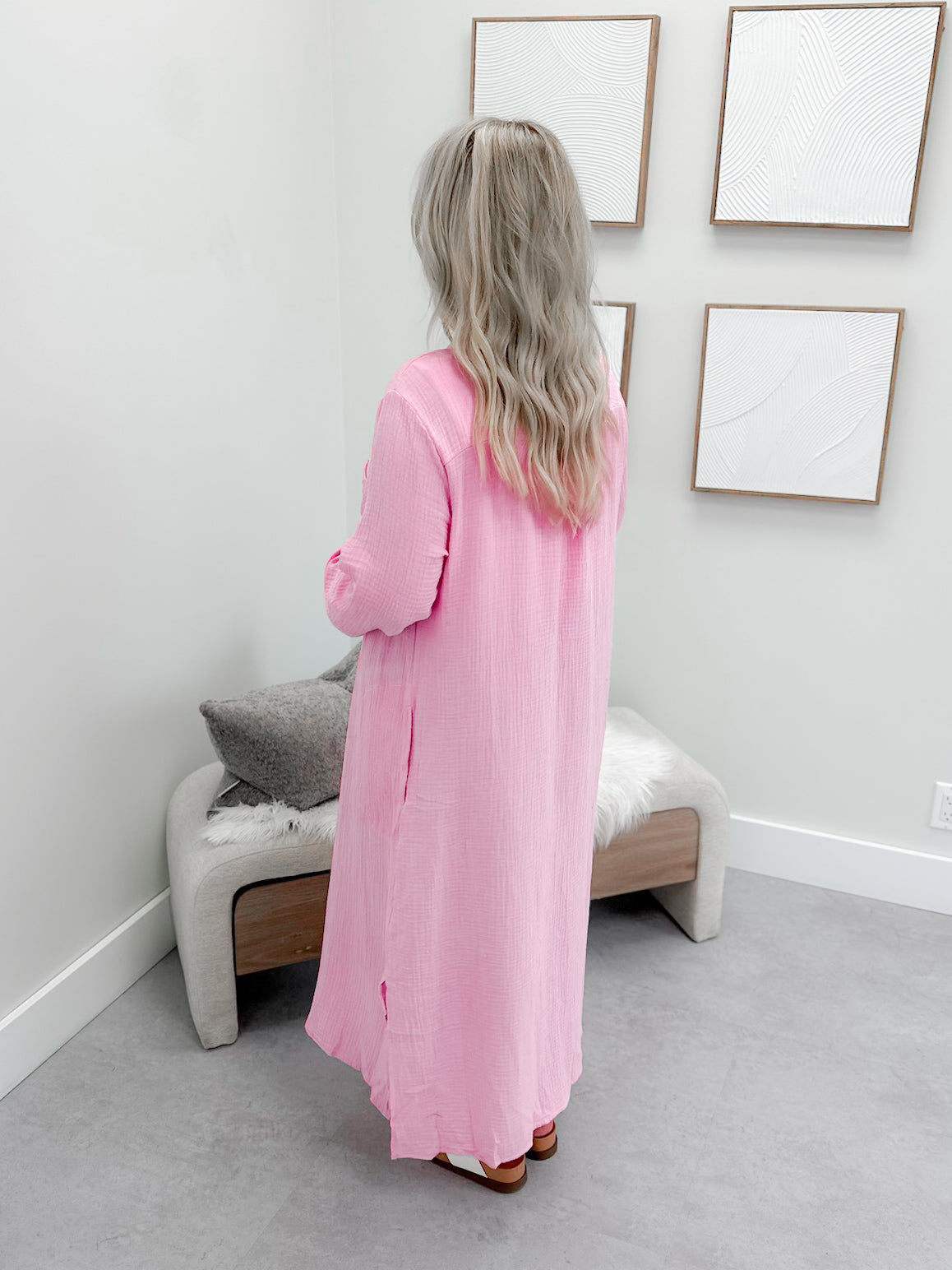 Nykita Gauze Button Maxi in Pink
