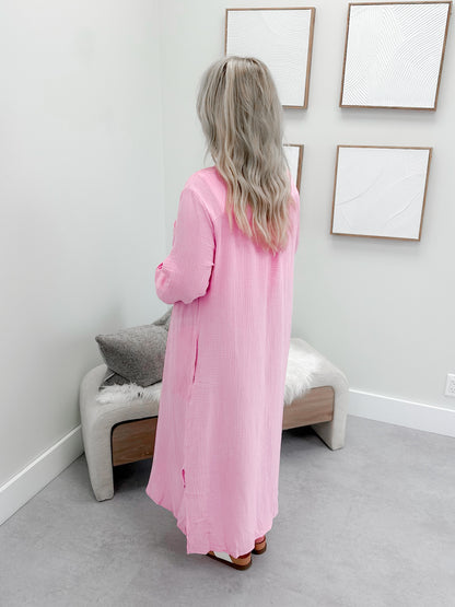 Nykita Gauze Button Maxi in Pink