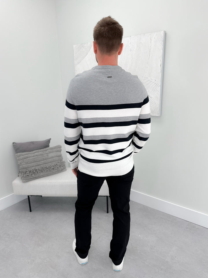 Finn Striped Sweater in Grey Mix