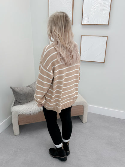 Dua Striped Sweater in Taupe