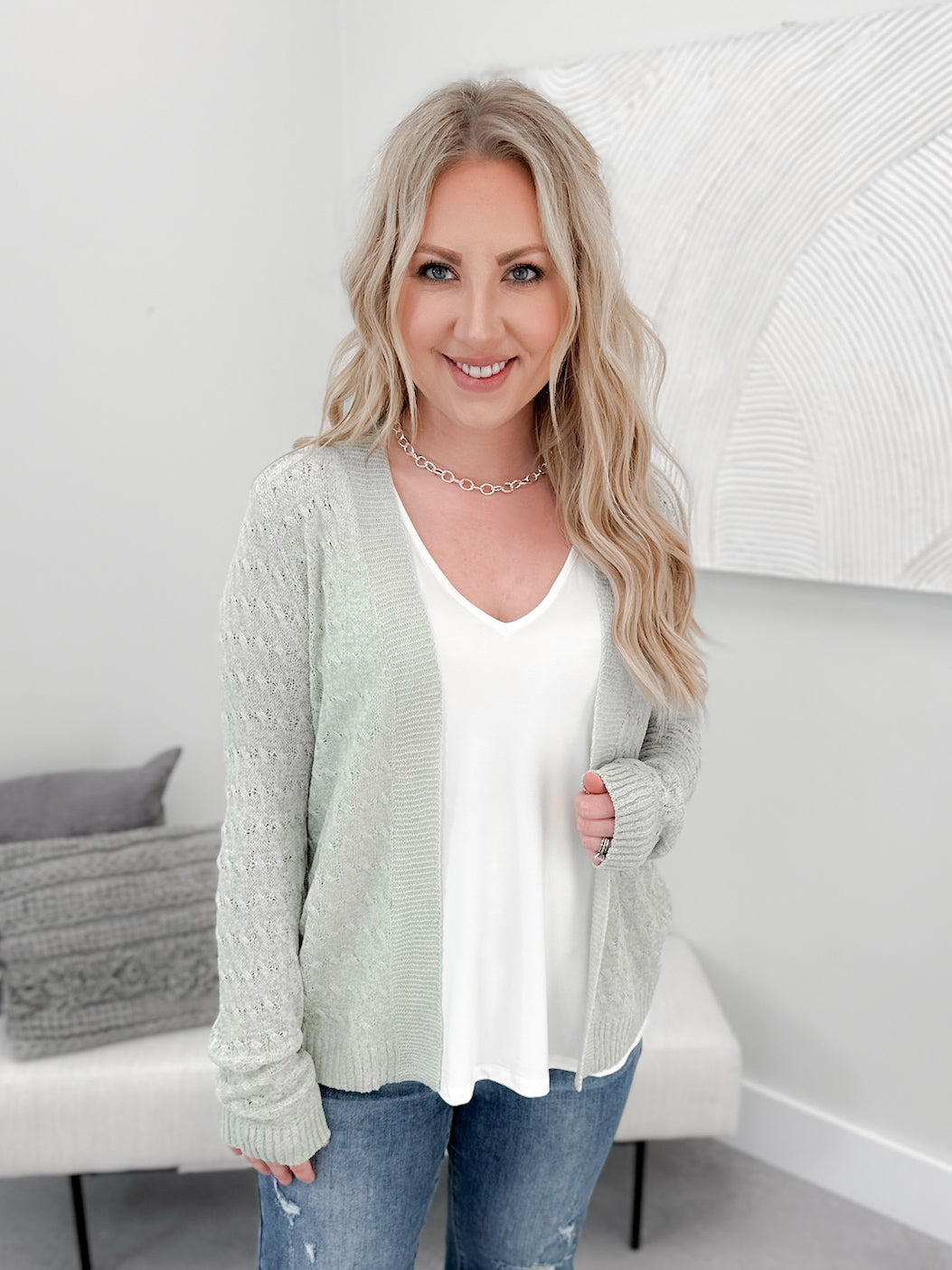 Anica Cardi in Sage by Lovestitch