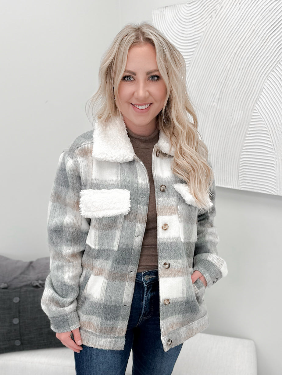Flannery Jacket in Grey Plaid
