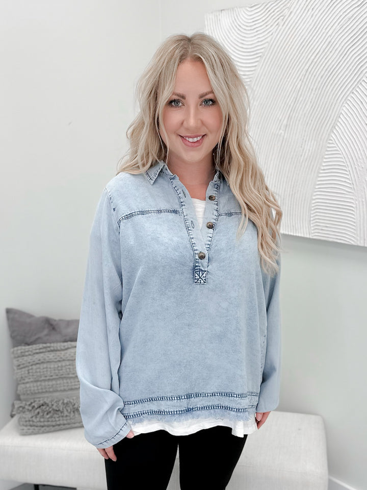 Angel Denim Shirt in Acid Wash