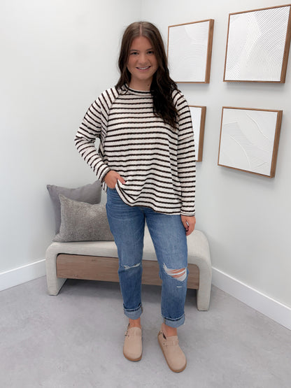 Eclipse Long Sleeve in Brown Stripes