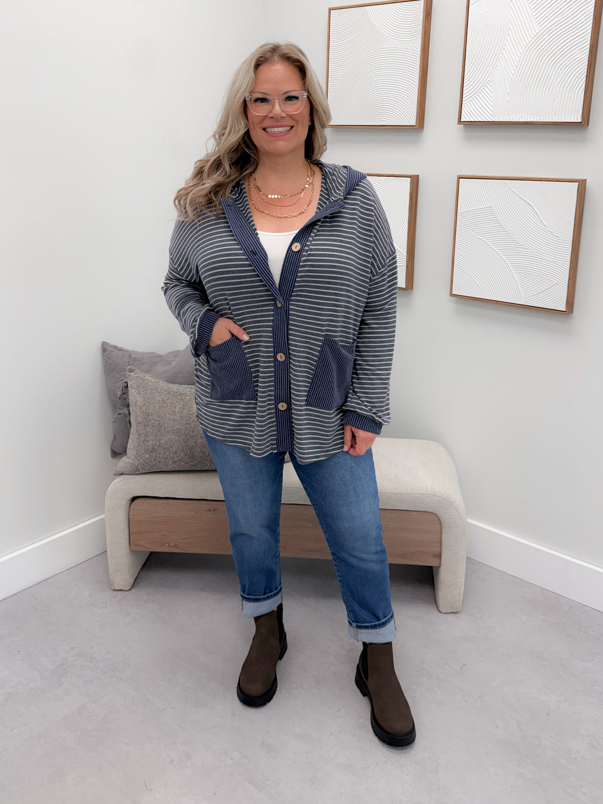 Maisy Button Up in Navy