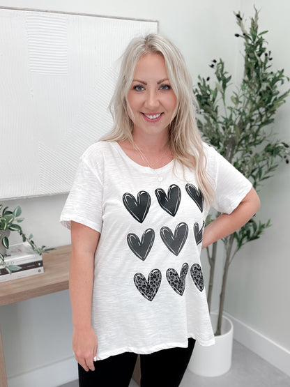 Heart Stamp 209 Collaboration Tee in White