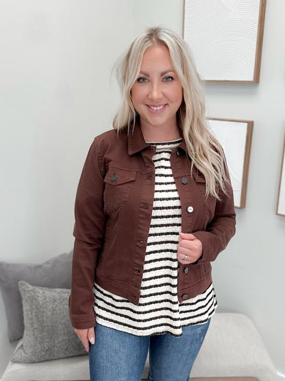 Aurora Denim Jacket in Chocolate