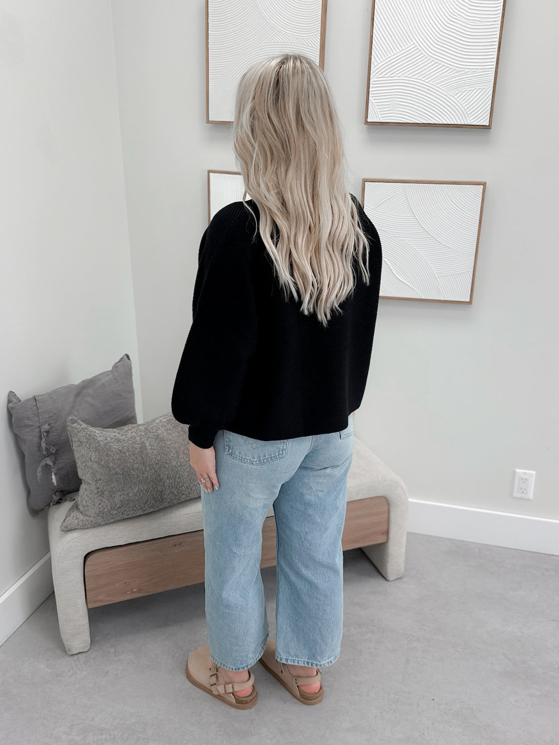 Liam Ribbed Sweater in Black