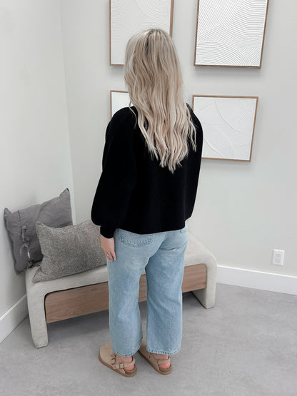 Liam Ribbed Sweater in Black