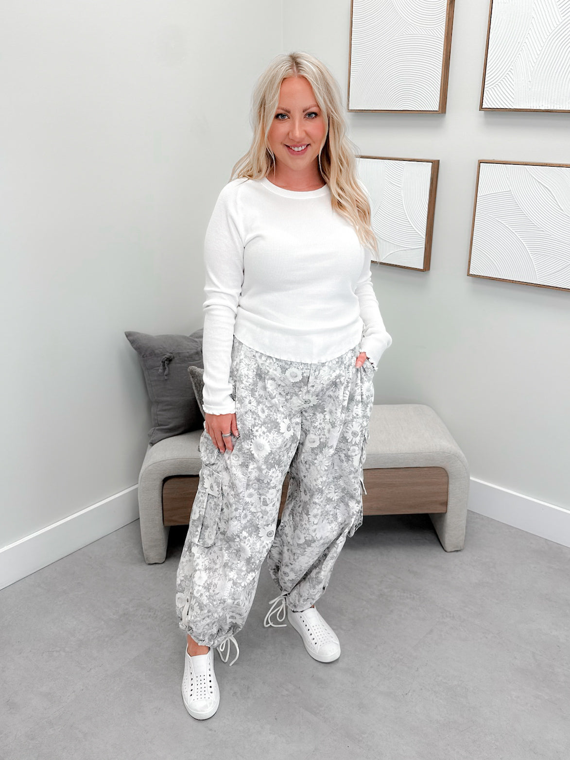 Charmer Printed Utility Pants in Camo Floral/Ivory by Free People
