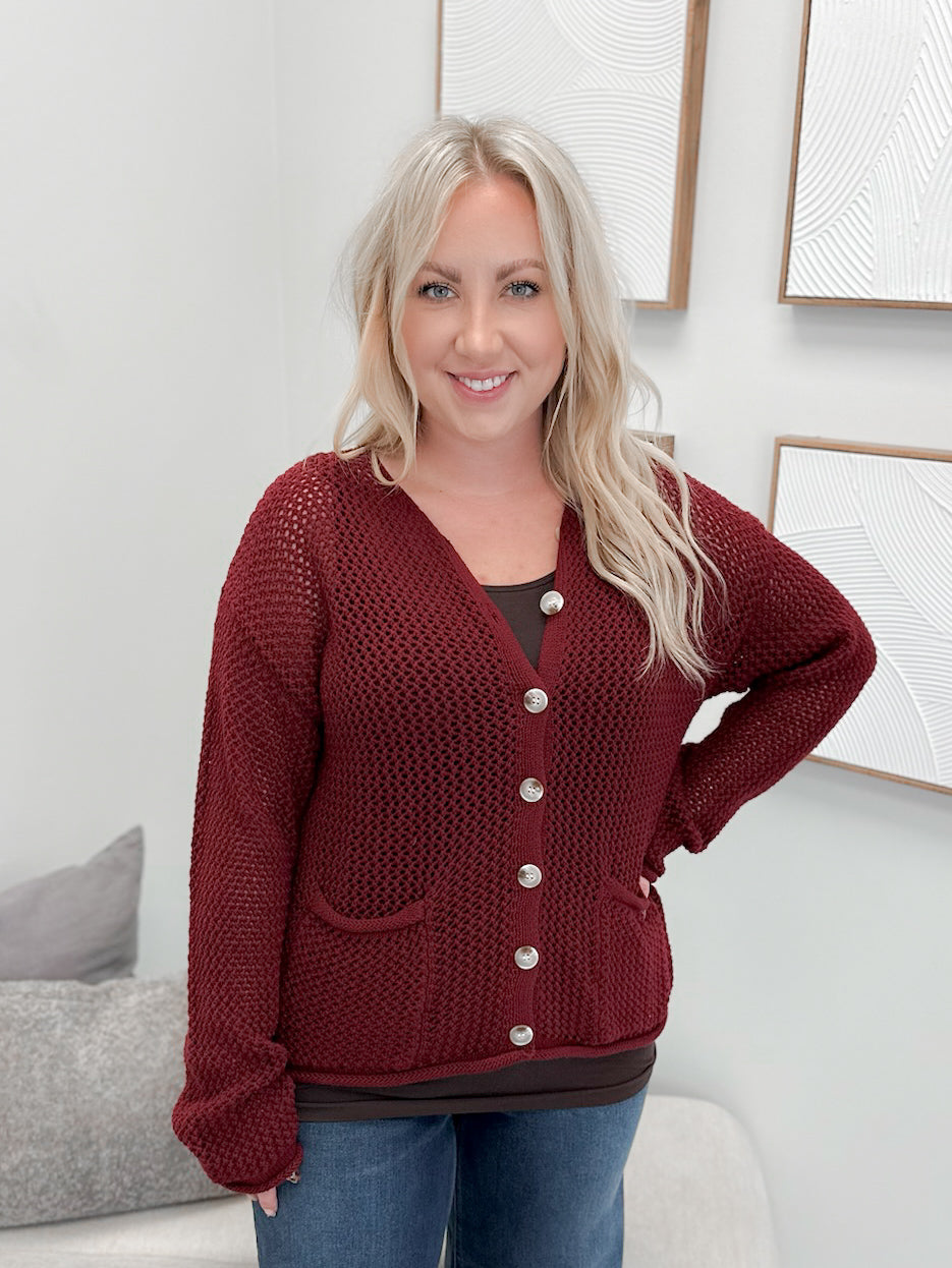 Liza Cardigan in Wine