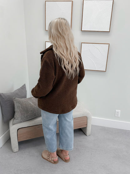 Teddy Oversized Jacket in Brown