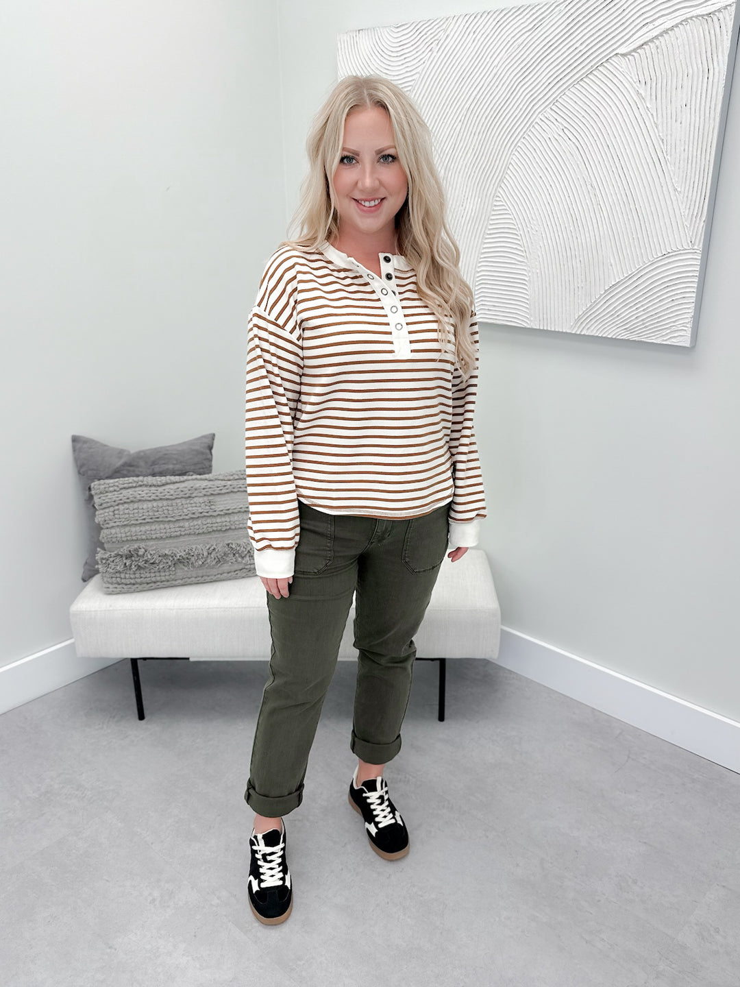 Nadine Striped Long Sleeve in Brown