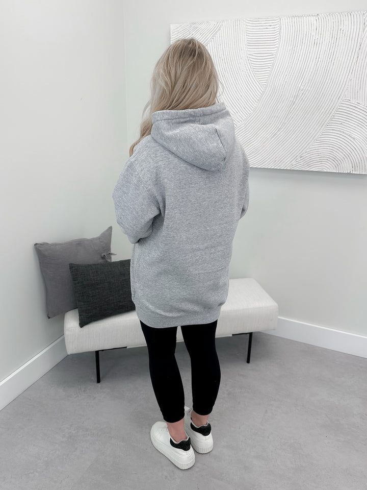 Promise Long Line Hoodie in Heather Grey