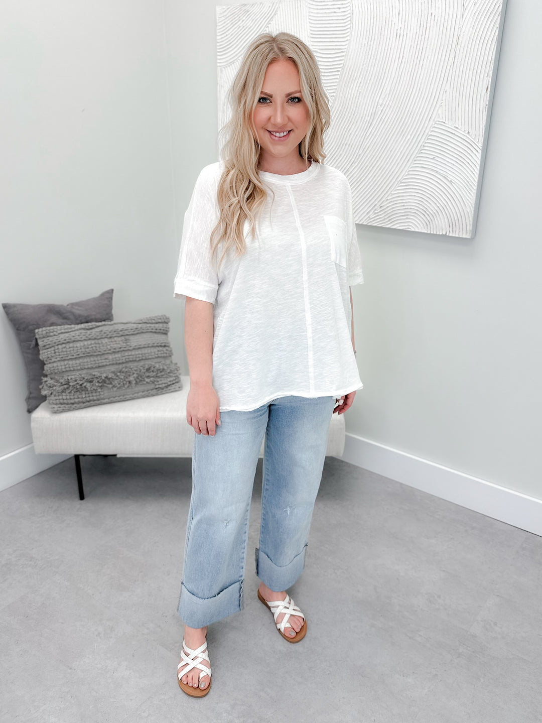 Basic Boyfriend Pocket Tee in White