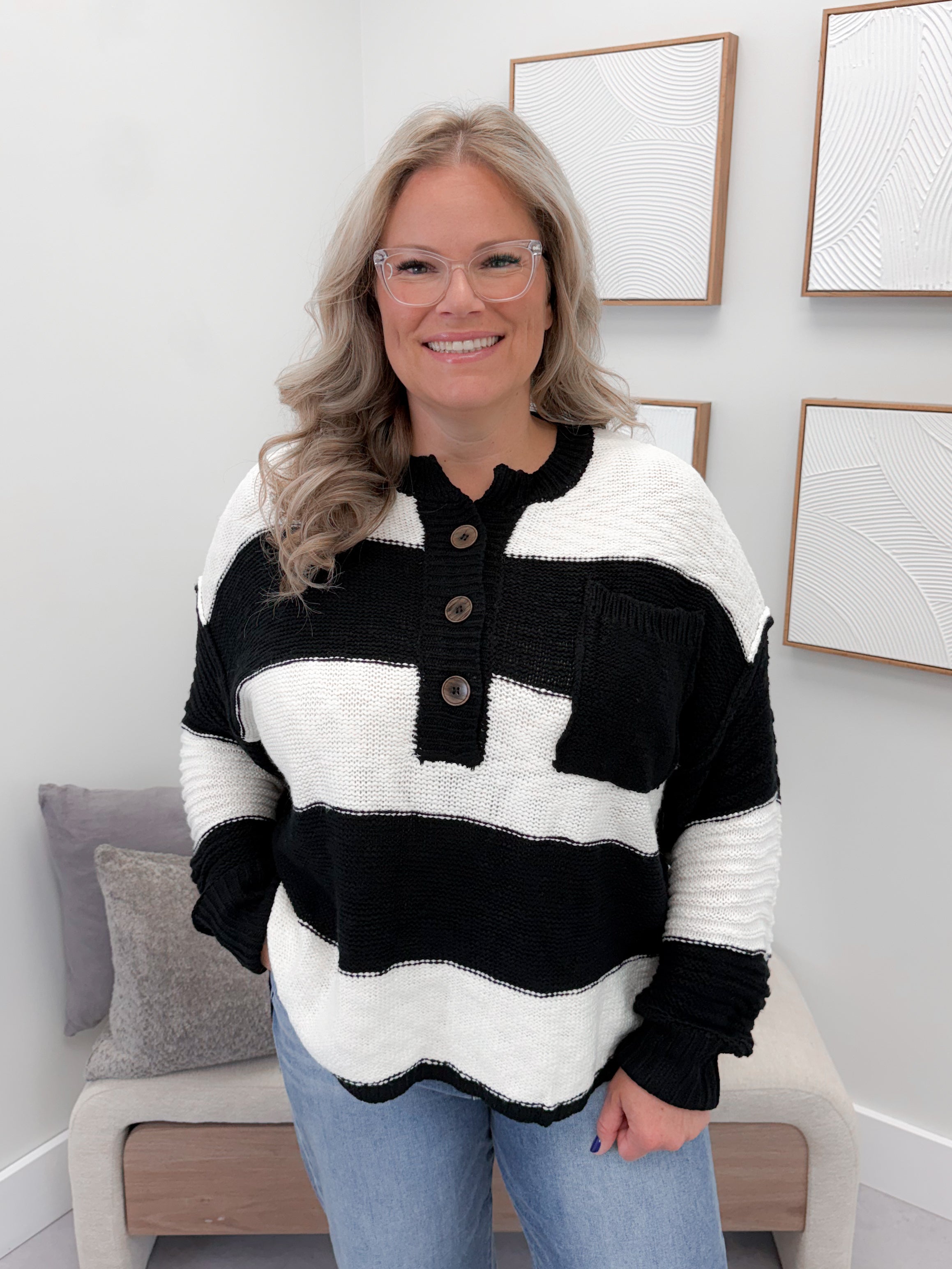 Colby Sweater in Black Stripe