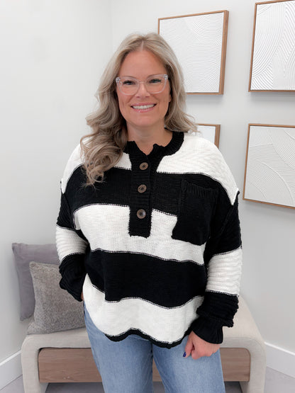 Colby Sweater in Black Stripe