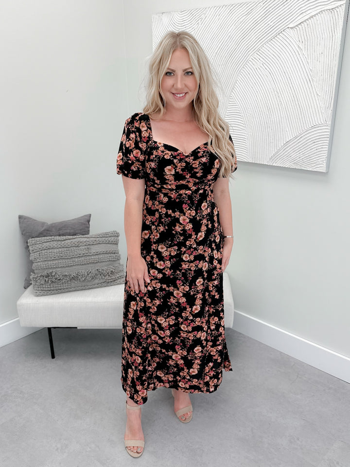 Evermore Floral Dress in Black