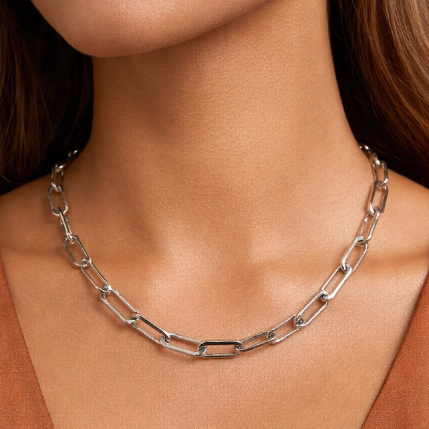 Steel Chain Necklace in Silver