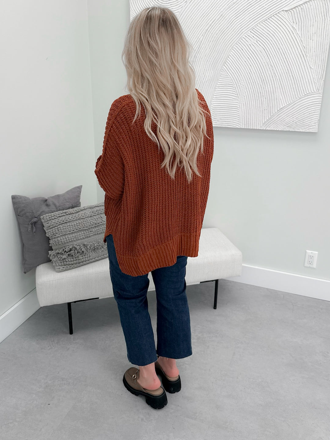 Chenille Cardigan in Pumpkin