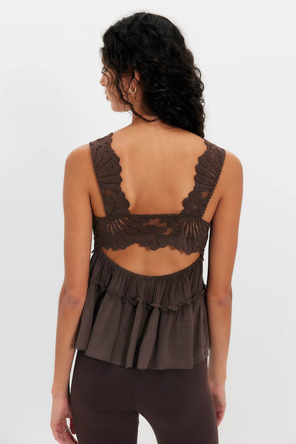 Petal Party Shapeless Cami in Chocolate by Free People
