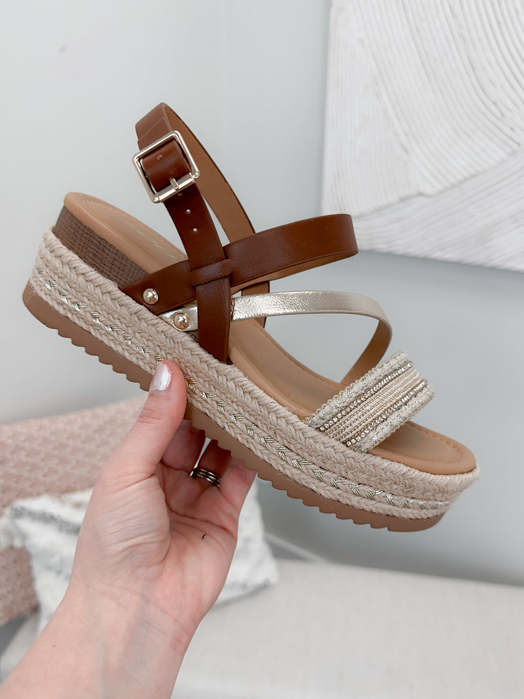 Canyon Platform Sandals in Brown/Gold