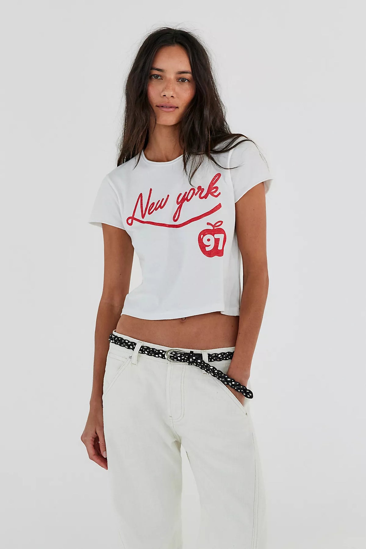 Sol Slim Stud Belt in Black by Free People