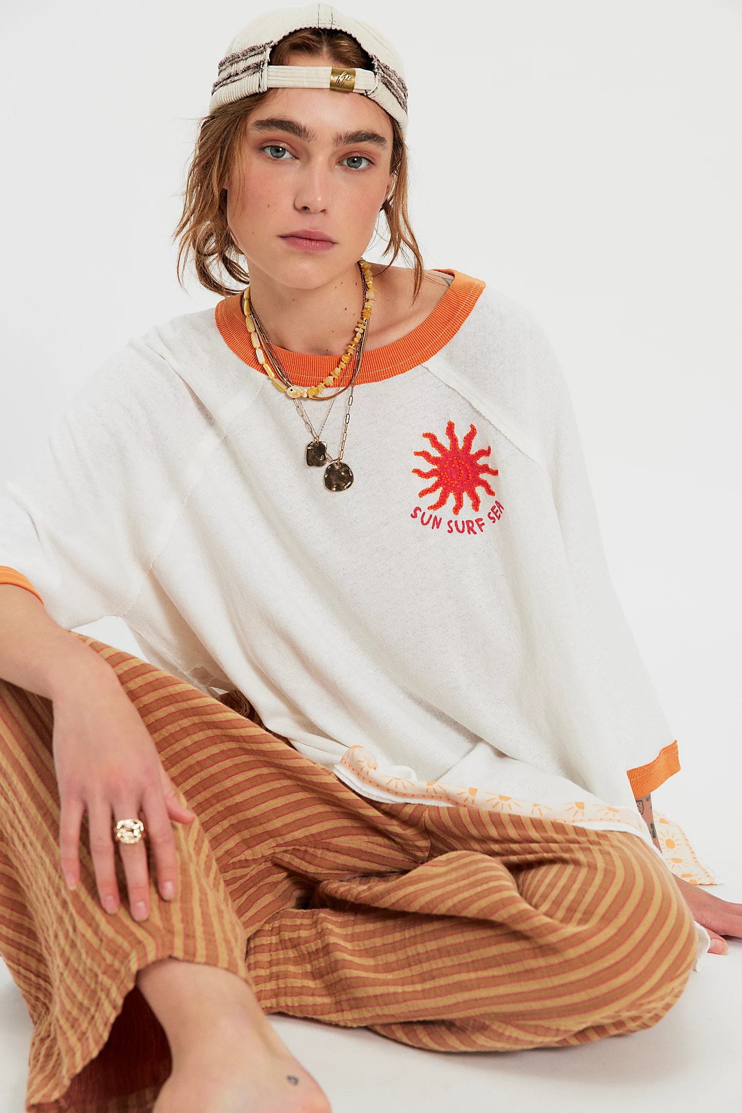 Giulia Embroidered Ringer Tee by Free People