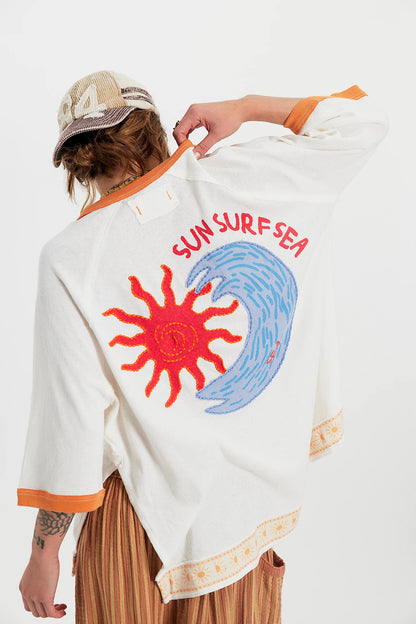 Giulia Embroidered Ringer Tee by Free People