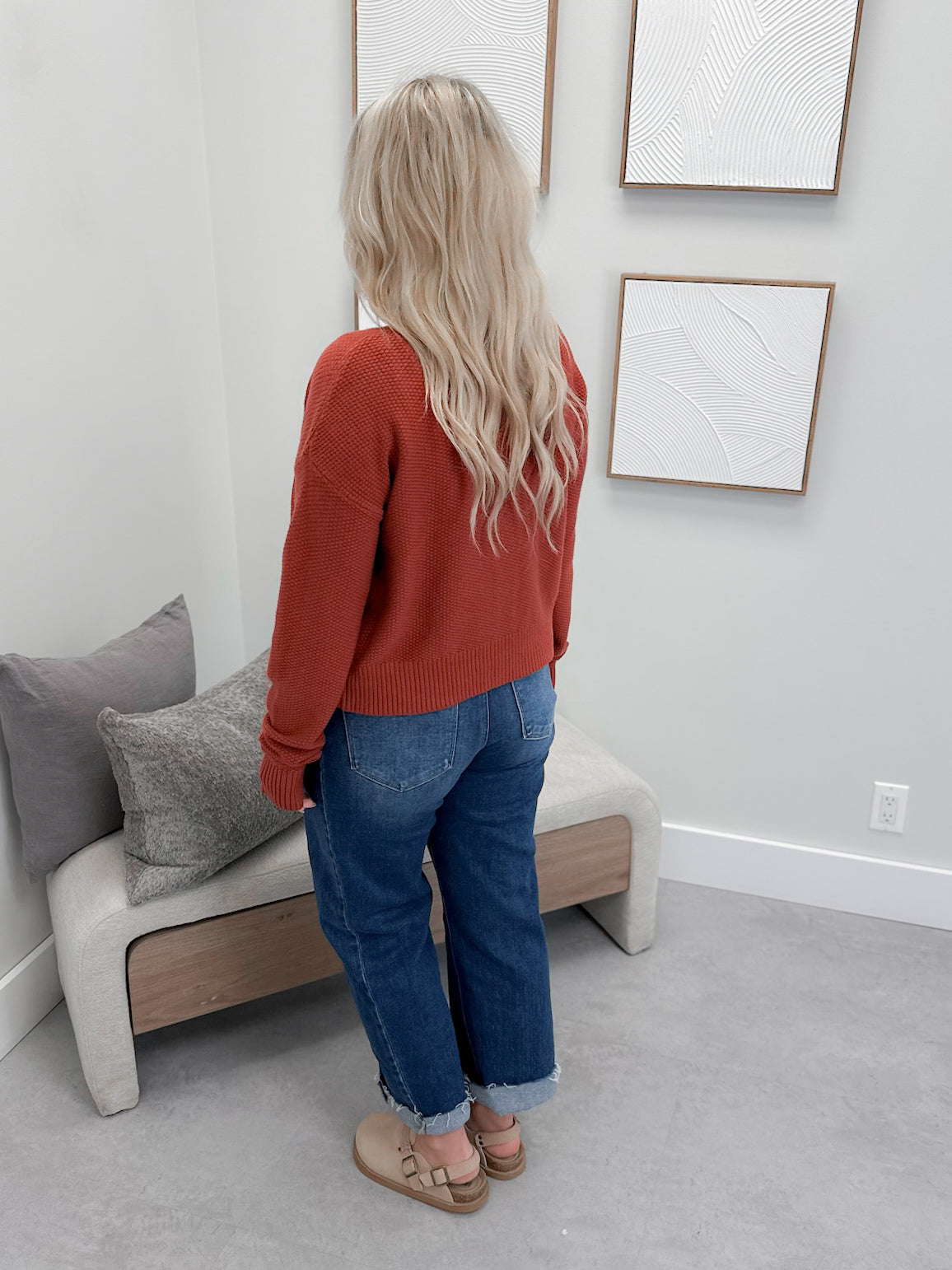 Cloud Knit Cardigan in Brick by Ampersand Avenue