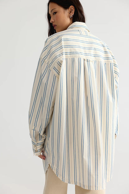 Freddie Striped Shirt in Ivory Combo by Free People